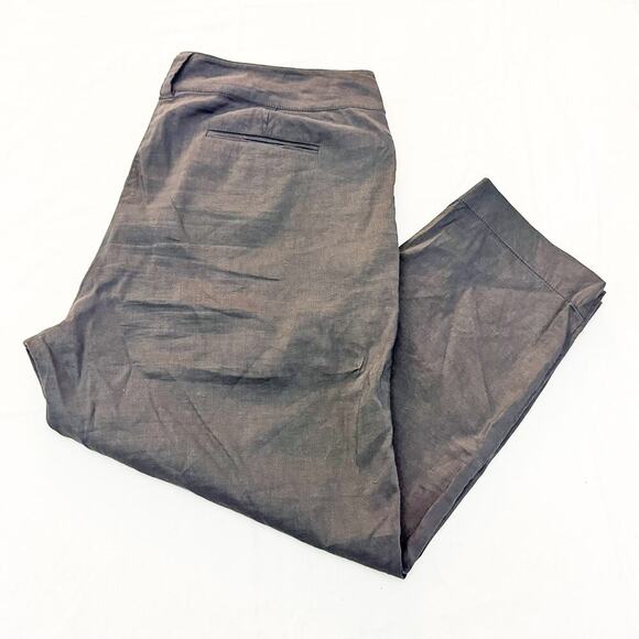 Eileen Fisher Dark Gray Cropped Linen Straight Leg Pants Size 16 - Picture 8 of 8